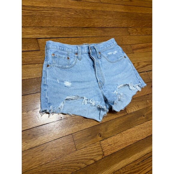 Levi’s 501 Denim Distressed Cutoff High Rise Button Fly Shorts Women’s Size 26 - Picture 3 of 8